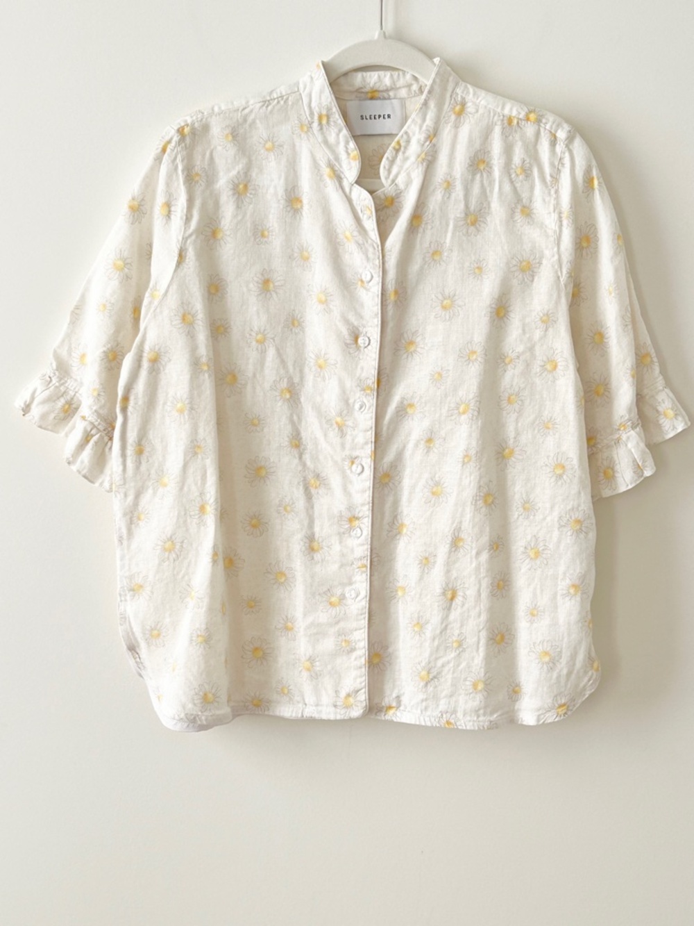 Sleeper 100% Linen Floral Daisy Top
